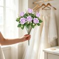 thumbnail image 3 of Fake Flowers Realistic Silkly Rose Bouquet, 7 Stems 12.99 Inch Artificial Faux Flower Arrangement No Fade, Waterproof for Wedding Bridal Bouquets, Photography, Home Centerpieces Decor, 3 of 6