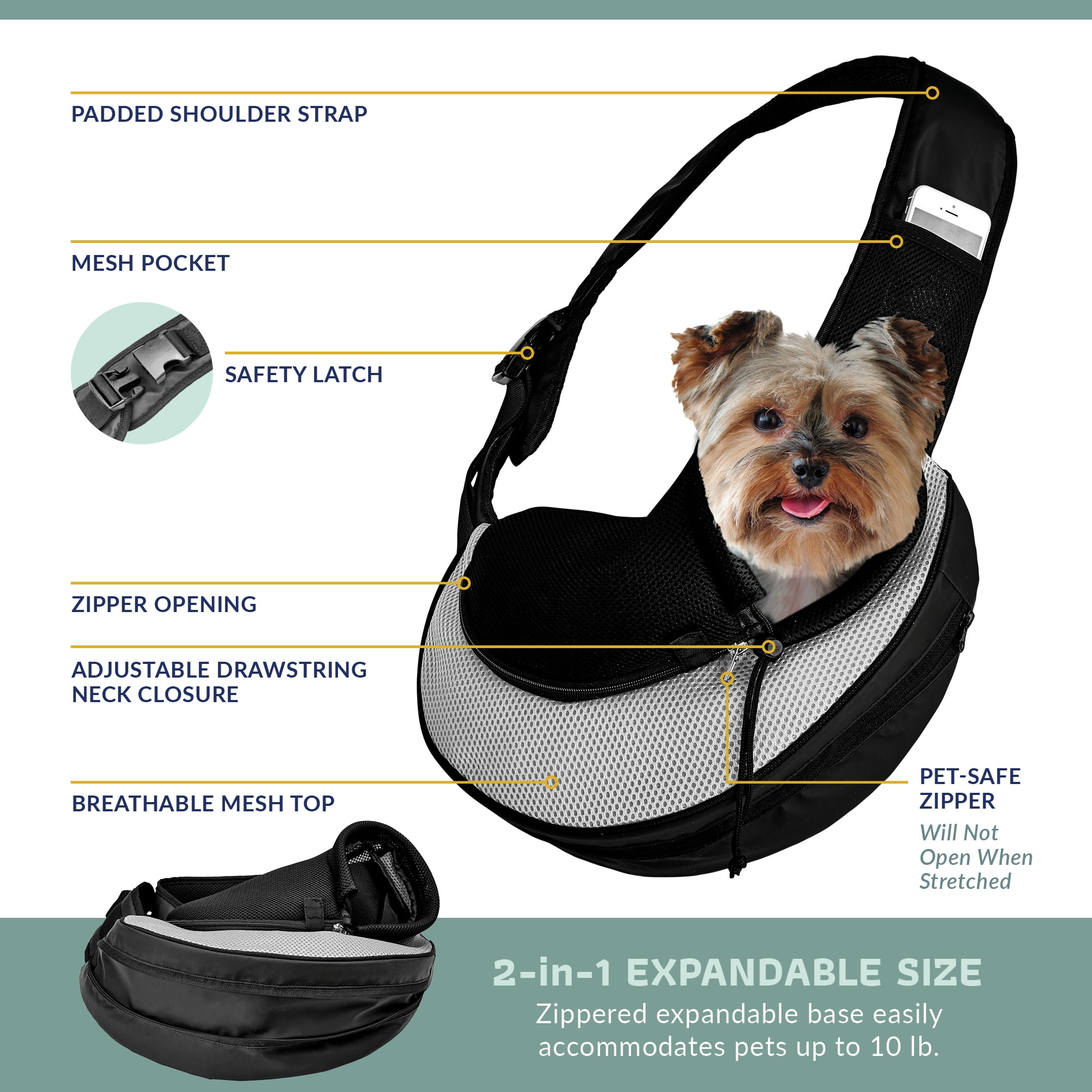 Katziela Pet Carrier Sling Bag for Small Dogs, Puppies and Cats