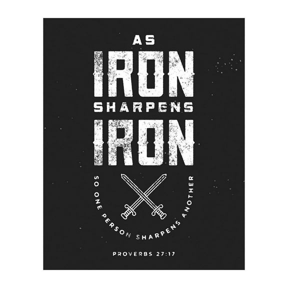 Iron Sharpens Iron - Christian Bible Verse Wall Art, Rustic Scripture Wall Decor Print For Home Decor, Office Decor, Great Christian Decor Gift, Reminder Verse To Support Each Other