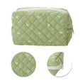thumbnail image 4 of Bolsas de maquillaje de flores cuadradas acolchadas únicas 1 Pc Verde Poliéster, 4 of 5