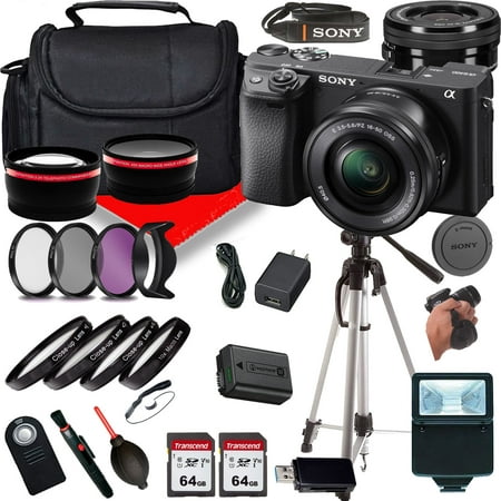 Sony A6400 Mirrorless Camera with Sony E 16-50mm f/3.5-5.6 OSS Lens 128Gig Momory Cards+Lens+Case+(23PC)Bundle