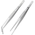 thumbnail image 1 of Pinzas de cocina, pinzas finas de acero inoxidable, pinzas para asar, pinzas rectas, pinzas de cocina, pinzas culinarias de precisión, versátiles (1 pieza recta + 1, 1 of 2