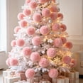 thumbnail image 4 of WWC Furry Christmas Ball Ornament Set, 24 pcs Pink Soft Fluffy Plush Faux Fur Pom Pom Christmas Balls, Christmas Tree Decorations for Xmas Party, 4 of 8