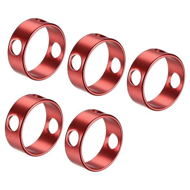 Unique Bargains 8mm 3 Trous Aluminium Tente Corde Anneau Tensionneur Rouge 5 Pack