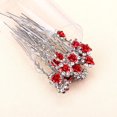thumbnail image 4 of 40 Pcs Bridal Rhinestone Hair Pins Wedding Rose Flower Hairpins U Shaped Crystal Hair Clips Metal Hair Fork Bridesmaids Bobby Pins for Women Girls Red, 4 of 5