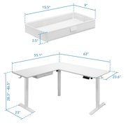 Mount-It! Large Electric Height Adjustable Desk for Corners, Automatic Standing Desk with Smooth Ergonomic Height Adjustment