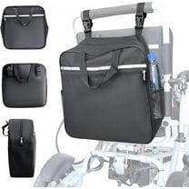 Large Wheelchair Backpack - Heavy Duty Storage Organizer for Electric/Mobility Wheelchairs & Rollators - Easy Install Hanging Bag for Adults, Elderly & Disabled (Black)