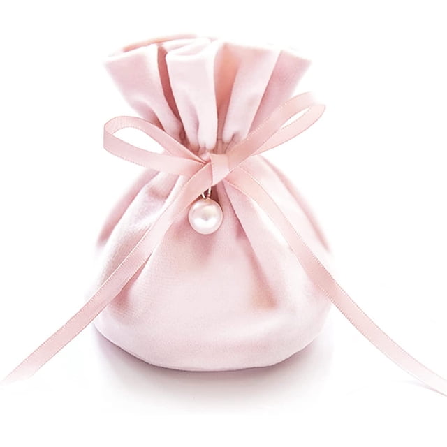Bolsa de regalo de terciopelo rosa. Se utiliza como bolsa, bolsa de regalo de cumpleaños 13,5 x 10 cm (terciopelo simple)