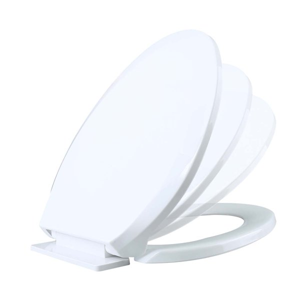 White Slow Close Elongated Toilet Seat Plastic No Slam Oval Toilet Seat