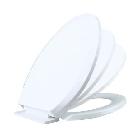 White Slow Close No Slam Plastic Elongated Toilet