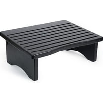 CONSDAN Footrest, Ergonomic Foot Rest for Under Desk at Work, Nursing Foot Stool, Natural Solid Wood Non-Slip Slanted Top Foot Stool for Office/Standing Desk (Black Color)