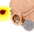 thumbnail image 4 of Rose Gold Plated Stainless Circle Ring Lettering Necklace Faith as Small as Mustard Seed Can Move Mountains with Pink CZ (Rose Gold, Heart Seed), 4 of 7
