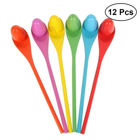 12pcs Egg and Spoon Relay Race Game Fun Game for Parties Birthdays Family Outings (Assorted Color)