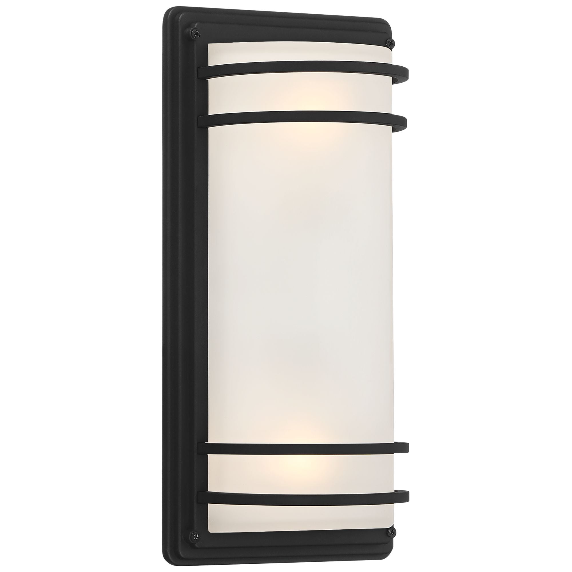 John Timberland Habitat 16" High Modern Outdoor Wall Sconce Light Fixture Mount Porch House Weatherproof Black Frosted Glass Shade