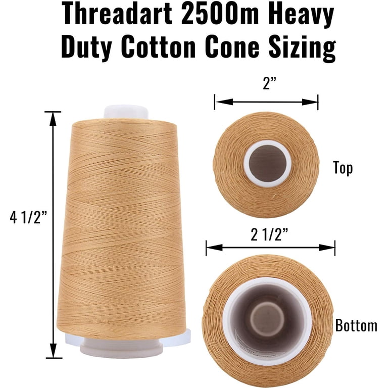 ThreadArt Heavy Duty Cotton Thread - XL 2500m Spools, 40/3 Weight, 17 Colors For Quilting & Serger