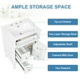 thumbnail image 6 of Euroco 24 Inch Bathroom Vanity with Sink, White Freestanding Bathroom Cabinet with Flip Drawer, Adjustable Shelf, Solid Rubberwood Frame, MDF Panels & Metal Handles, 6 of 9
