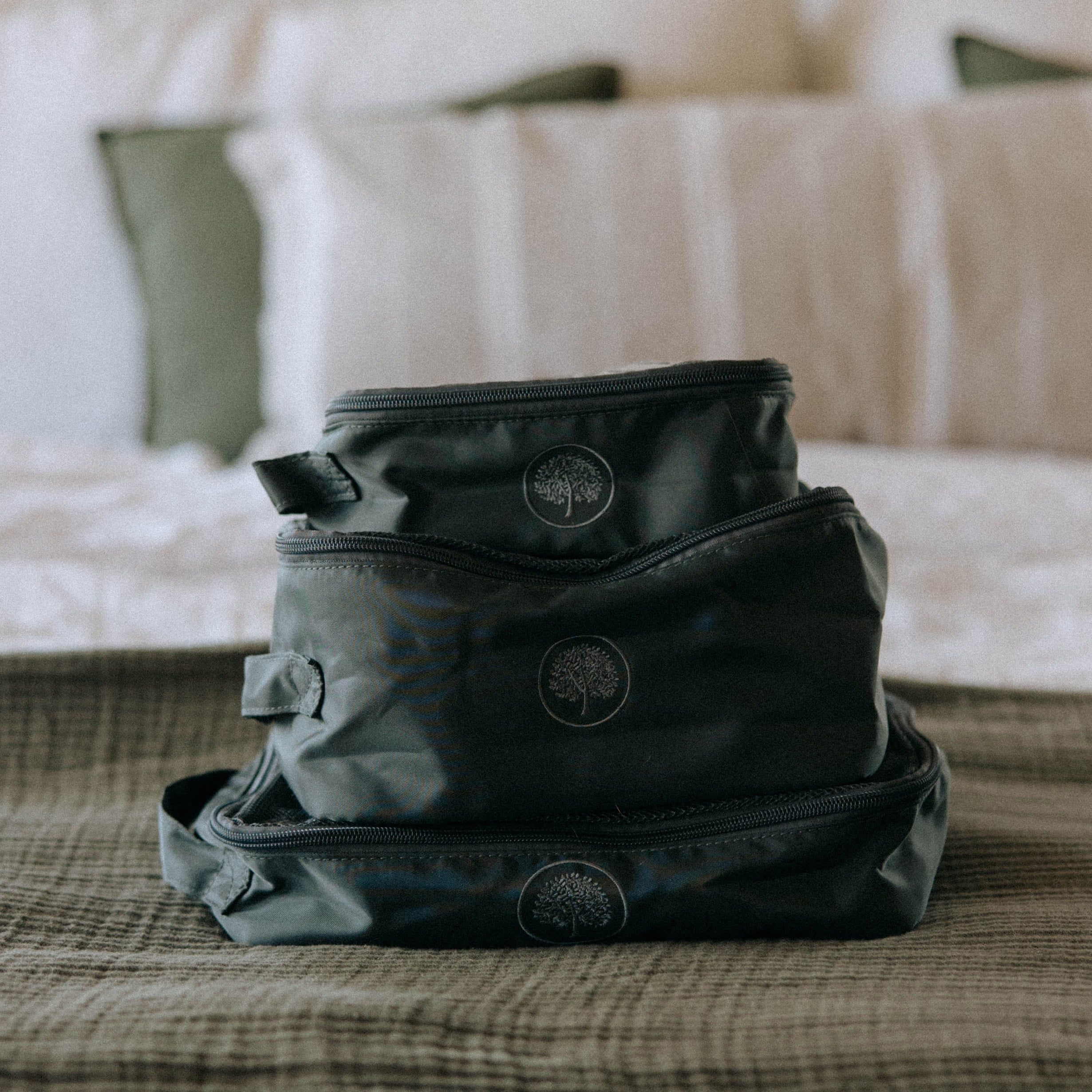 Parker Baby Packing Cubes - 3-Piece Set for Diaper Bag, Suitcase, or Stroller Organization - Harbor Gray Stripe