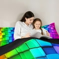 thumbnail image 4 of jejeloiu Colorful Geometric Plaid 7-Piece Bedding Comforter Set,Rainbow Grid Checkered King Bedding Sets,Modern Abstract Desgin Bed Sheets For Kids,Microfiber Bedroom Decor Reversible, 4 of 8