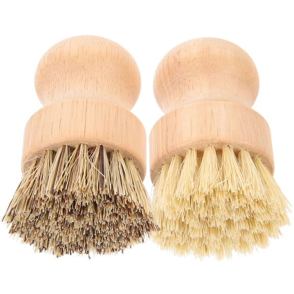 NICEXMAS Multipurpose Brush Coconut Fiber Washing Brushes Khaki 2Pcs 3.34X2.55X1.97in