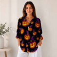 thumbnail image 5 of Nyfairy Plus Size Women's Halloween Print Long Sleeve Button Down Casual Shirt, 5 of 5