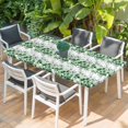 thumbnail image 2 of Green Floral Table Cloths for 3 Foot Rectangle Tables, Vintage Farmhouse Garden Flower Leaves Patio Waterproof Elastic Fitted Tablecloths, Washable Rectangular Table Cover for Camping, 2 of 8