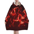 thumbnail image 1 of Red Flame,Women's Oversized Wearable Blanket Hoodie, Blanket Sweatshirt,Flannel Pullover Blanket, 1 of 9