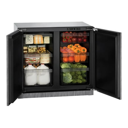 U-3036RRGLS-00B 36" Modular 3000 Series Compact Refrigerator with 6.9 cu. ft. Capacity 246 Can Capacity Convection Cooling System U-Select Control and Triple Thermopane Glass Door in Stainless Steel