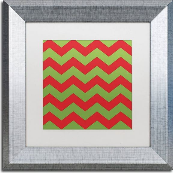 Trademark Fine Art "Xmas chevron 9" Canvas Art by Color Bakery, White Matte, Silver Frame