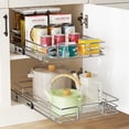thumbnail image 5 of LOVMOR 2 Tier Individual Pull Out Cabinet Organizer 17" W x 21" D, Slide Out Kitchen Cabinet Storage Sliding Shelves, 5 of 15