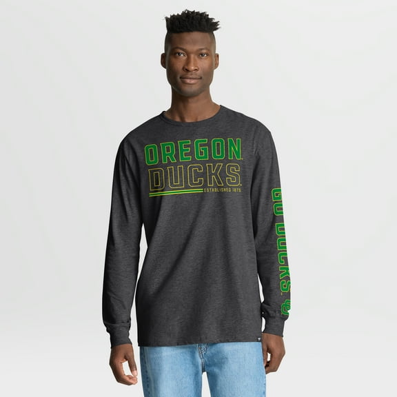 Men's Fanatics Charcoal Oregon Ducks Quad Fuel The Fire Long Sleeve T-Shirt