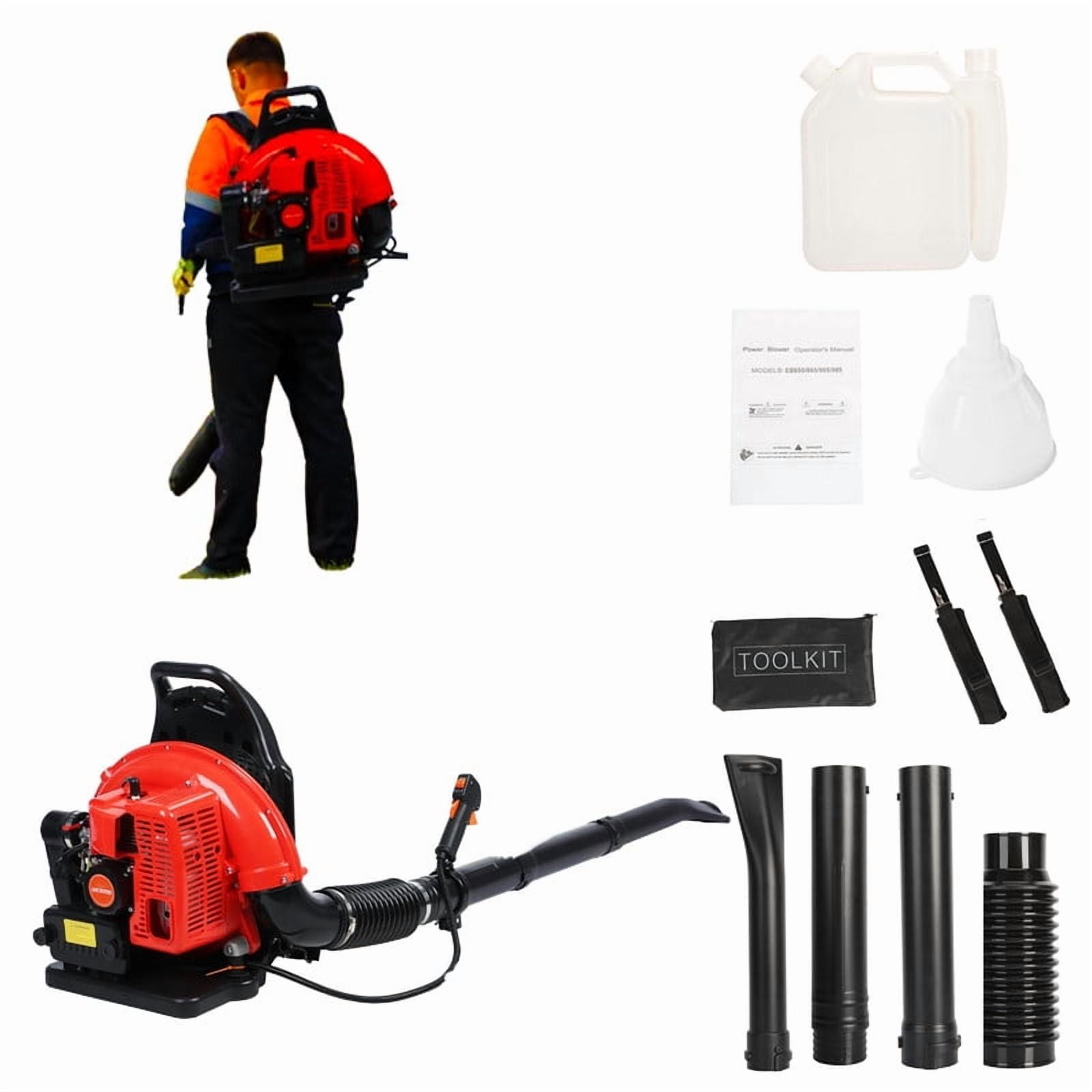 Leaf Blower - 63CC 665CFM 2-Cycle Backpack Gas Powered Blower, Grass Lawn Air Cooling Gasoline with Air-Cooled, Snow for Garden