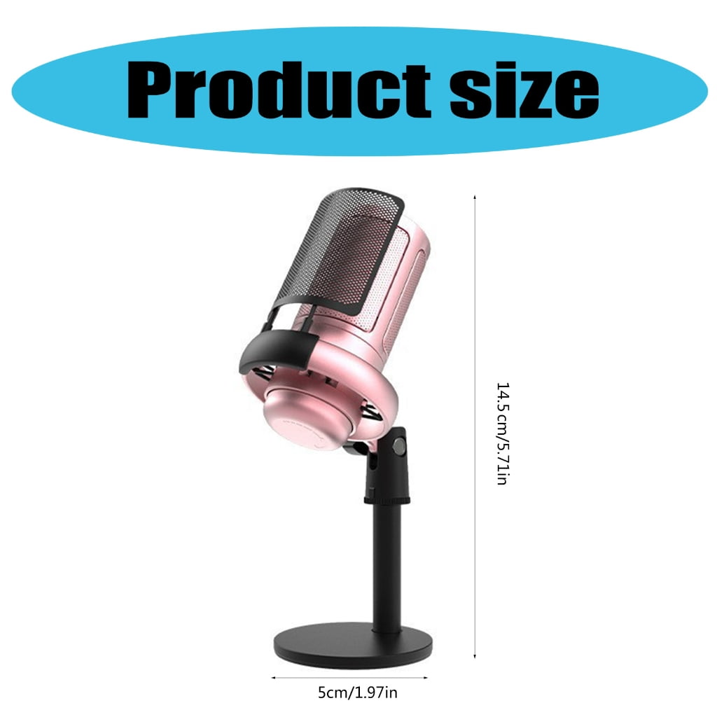Color Gaming USB Microphone with Solid Base Adjustable for PC Streaming Podcasting Mute Button Condenser Mic Control