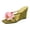 Green, variant on Women's Low Wedge Sandals Trendy Dressy Square Open Toe Summer Beach Flower Flip Flops Thong Heeled Travel Walking Shoes Green Size 6