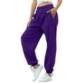 thumbnail image 5 of High Waist Sweatpants Women, Audhol Women's Casual Pant Solid Color Sports and Leisure Pant Drawstring Wide Leg Pants and Drawstring Pocket Pants Wide Leg Sweatpants Women Dark Purple XL, 5 of 8