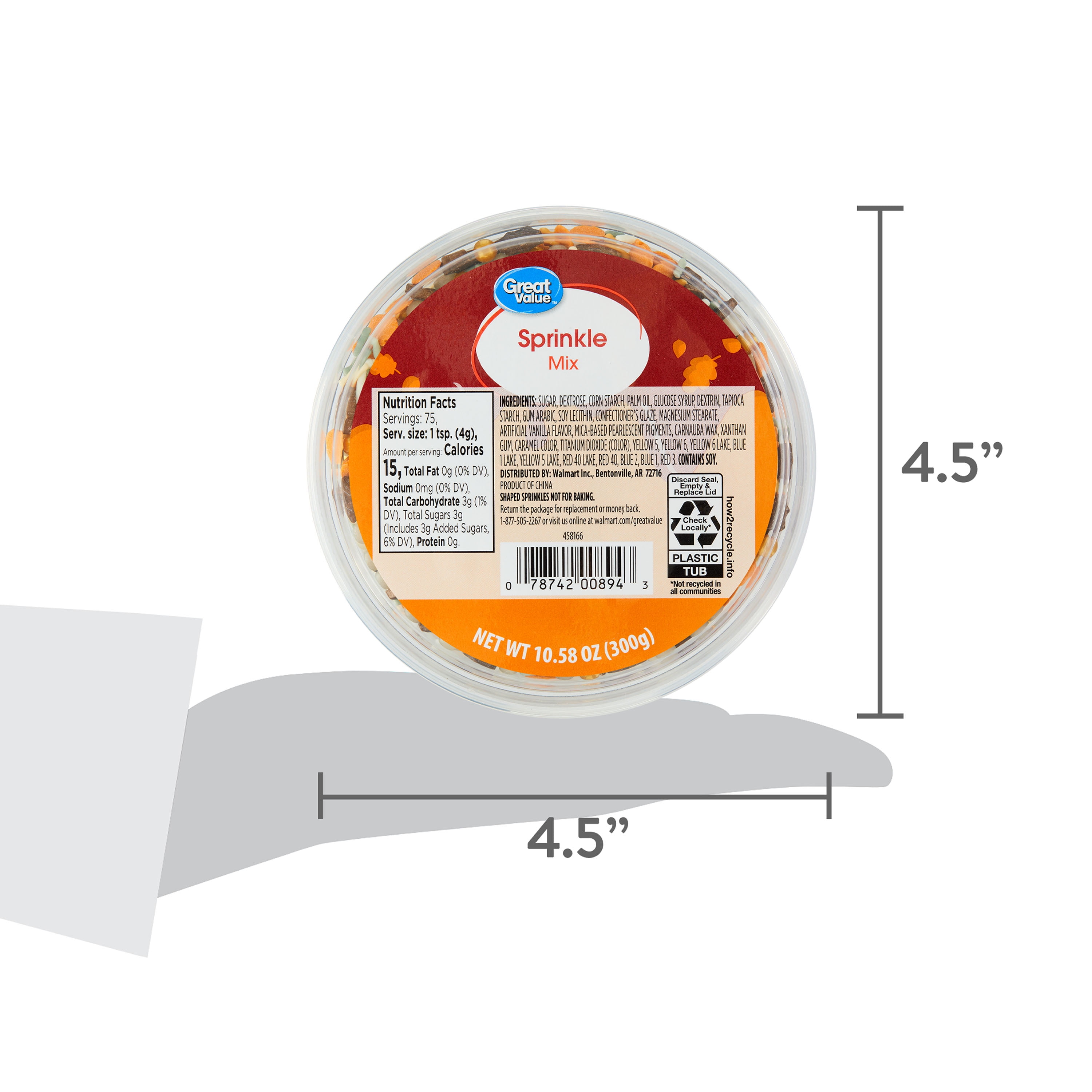 Great Value Autumn Leaf and Pumpkin Sprinkles, Candies and Jimmies, 10.58 oz, Brown Colors