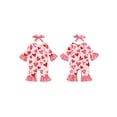 thumbnail image 2 of BemeyourBBs Newborn Baby Girl Valentine Day Outfits Rose Heart Romper Ruffle Long Sleeve Jumpsuit with Headband Flare Pants Spring Clothes, 2 of 9