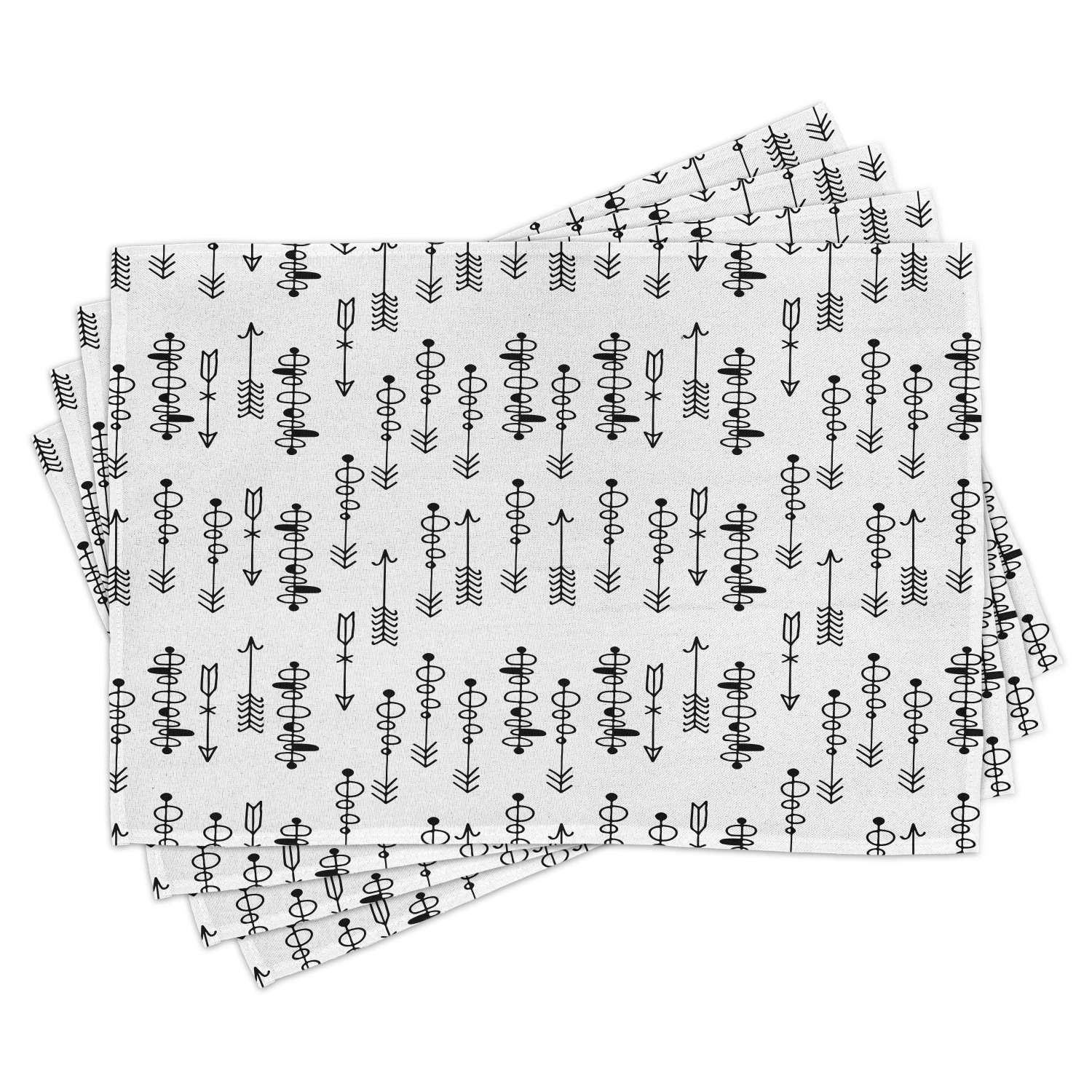 Tribal Placemats Set of 4 Hand Drawn Sketchy Image with Ethnical