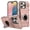 Pink, variant on Case for iPhone 16 Pro Max/16 Pro/16 Plus/16 Heavy Duty Rugged Phone Cover with Flip Card Slot and Kickstand, Pink