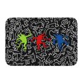 thumbnail image 1 of Felpudo abstracto Dancing Haring Art, felpudo antideslizante para entrada, cocina, baño, alfombrilla para puerta, Graffiti geométrico, alfombra para inodoro Fivean unisex, 1 of 2