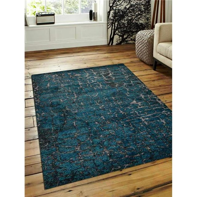 4 x 6 ft. Machine Woven Heatset Polypropylene Contemporary Rectangle Area Rug, Silver & Blue