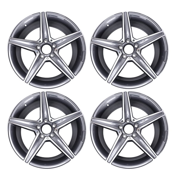 18" Wheel Rim 18x8.5-inch 5-Lug Machined Gray, for Mercedes Benz C300 C350 E300 E350 CLA250 Car Rim, 4 Count