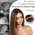 thumbnail image 4 of Brown and Blonde Highlight Wear and Go Glueless Wig with Bangs Layered Pre Plucked Pre Cut  Lace Front Synthetic Wigs for Women Ready to Wear Middle Part 26 Inch, 4 of 6