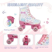 EONROACOO Roller Skates for Girls, Women Kid Teen Light up 4 Wheels Roller Skates (Youth 2)