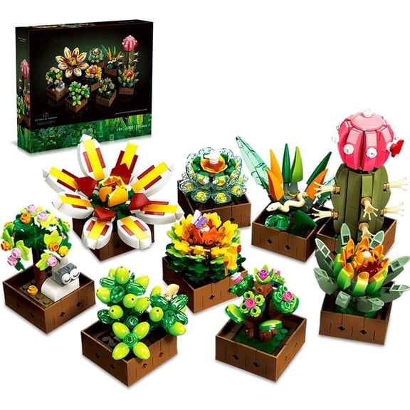913 Piece Succulents Plants Building Set-9 In1 Artificial Plant Decor Building Set,Flower Botanical Bonsai Building Set,Gift for Mother's Day or Valentines Day Gifts