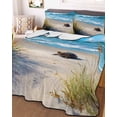 thumbnail image 3 of Quilts Full Size Bedding Set, Beach Coastal Lightweight Quilted Comforter, Summer Nautical Seaside Ocean Sea Turtle Soft Reversible Bedspread Coverlet with Pillow Covers for All Season, 78" x 90", 3 of 7