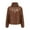 Brown, variant on Tejiojio Clearance Womens Warm Long Sleeve Jacket Slim Winter Parkas Faux Leather Hoodless Coats