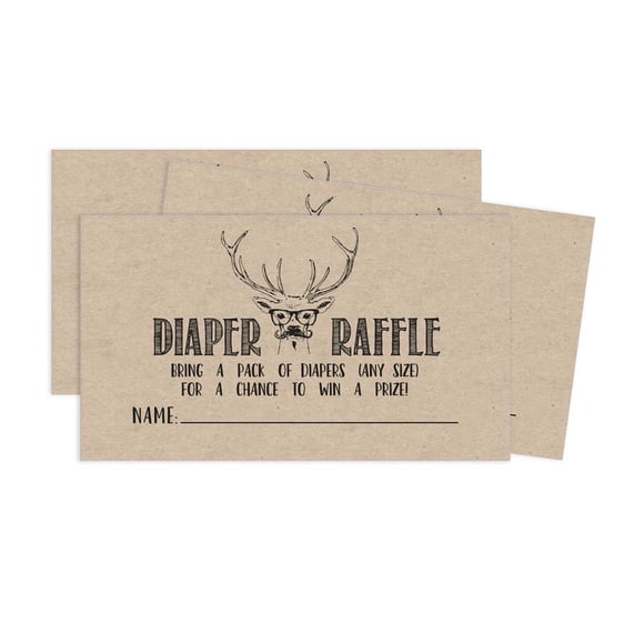 Inkdotpot 30Baby ShowerDiaper Raffle Ticket Lottery Insert Cards Supplies Games For Baby Shower Party Deer Jungle Animals Bring A Pack Of Rustic Diapers To Win Favors Gifts And Prizes