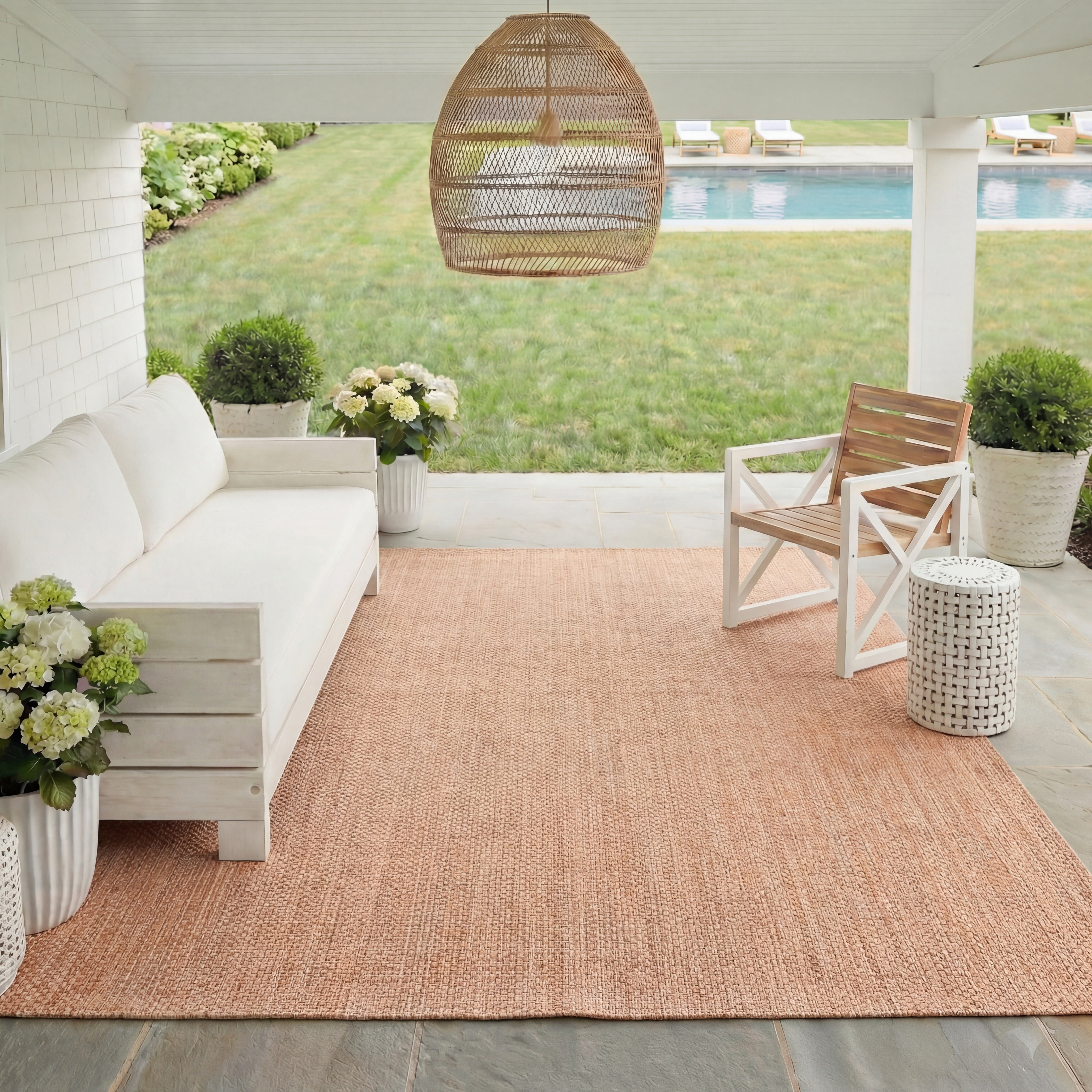 Safavieh Courtyard Finnian Solid Indoor/Outdoor Area Rug, Natural/Cream, 5'3" x 7'7"