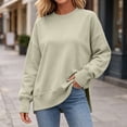 thumbnail image 5 of Womens Oversized Crewneck Sweatshirt | Soft Fleece Lined Long Sleeve Pullover, Loose Casual Fit, Workout Lounge Wear Daily Airport Outfits, 2026 Fall Winter Fashion Khaki S, 5 of 9