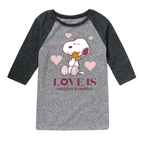 Peanuts - Love Is Snuggles And Cuddles - Toddler And Youth Raglan Graphic T-Shirt
